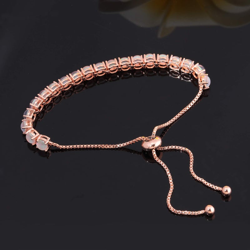 CiNily Mother's Day Gift Rose Gold Bracelet-Adjustable Opal Tennis Bracelet Fashion Jewelry Gifts for Women - Image 3